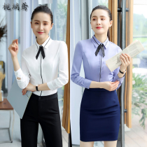 Hotel front desk work clothes womens autumn and winter long sleeve shirt professional set bar cashier work clothes shirt