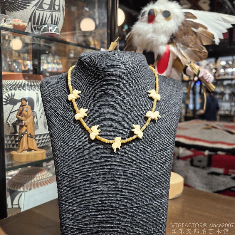 Native American Zuni Tribe Handmade American Bison Bone Goat Totem Guardian Western Necklace Native American Zuni Tribe Handmade American Bison Bone Goat Totem Guardian Western Necklace