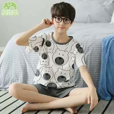 Summer children's pajamas boys middle and big children short-sleeved shorts boys baby Summer thin cotton home suit suit