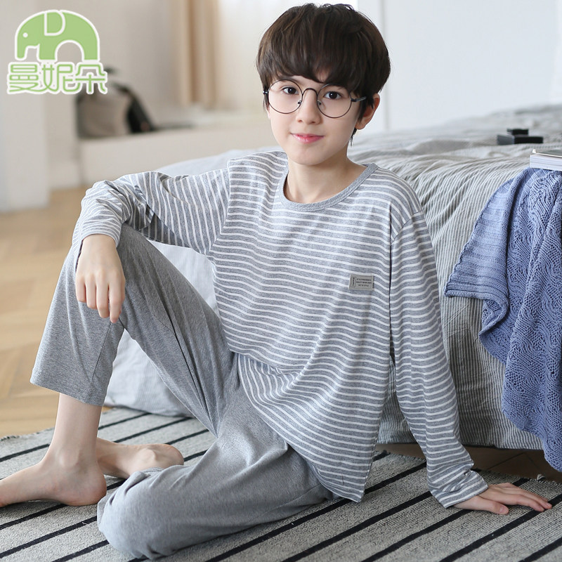 Boys pajamas spring and autumn cotton long sleeve children boys big children cotton summer thin Baby Home clothing set