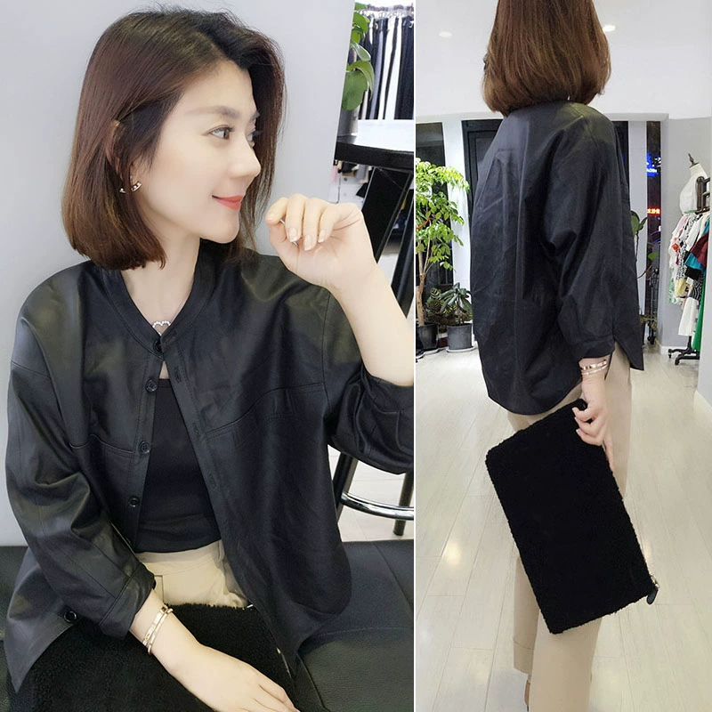 Phiên bản Hàn Quốc của đồng phục bóng chày đơn giản, áo khoác da ngắn, nhỏ, ga lăng phụ nữ châu Âu, quần áo phụ nữ mùa thu, xu hướng hàng hóa châu Âu mới năm 2021 - Áo khoác ngắn