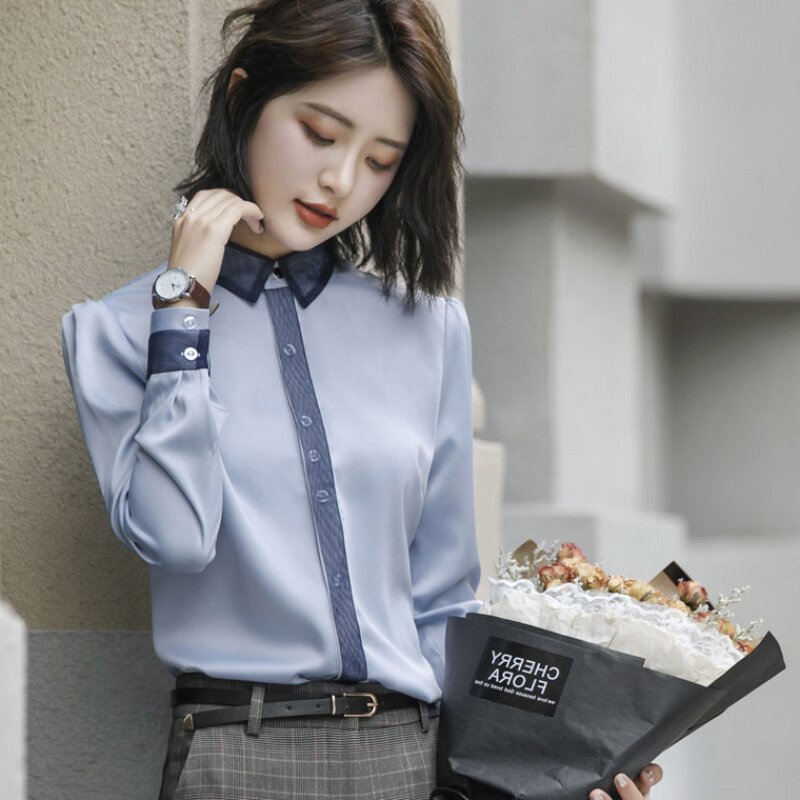 White shirt ladies plus velvet thick top OL professional formal wear 2022 autumn and winter new Korean chiffon shirt women