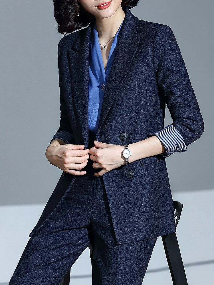 Suit Jacket Woman Autumn Winter Career Suit Suit South Korea Fashion Temperament Goddess Fan Fugu Port Wind Long Version