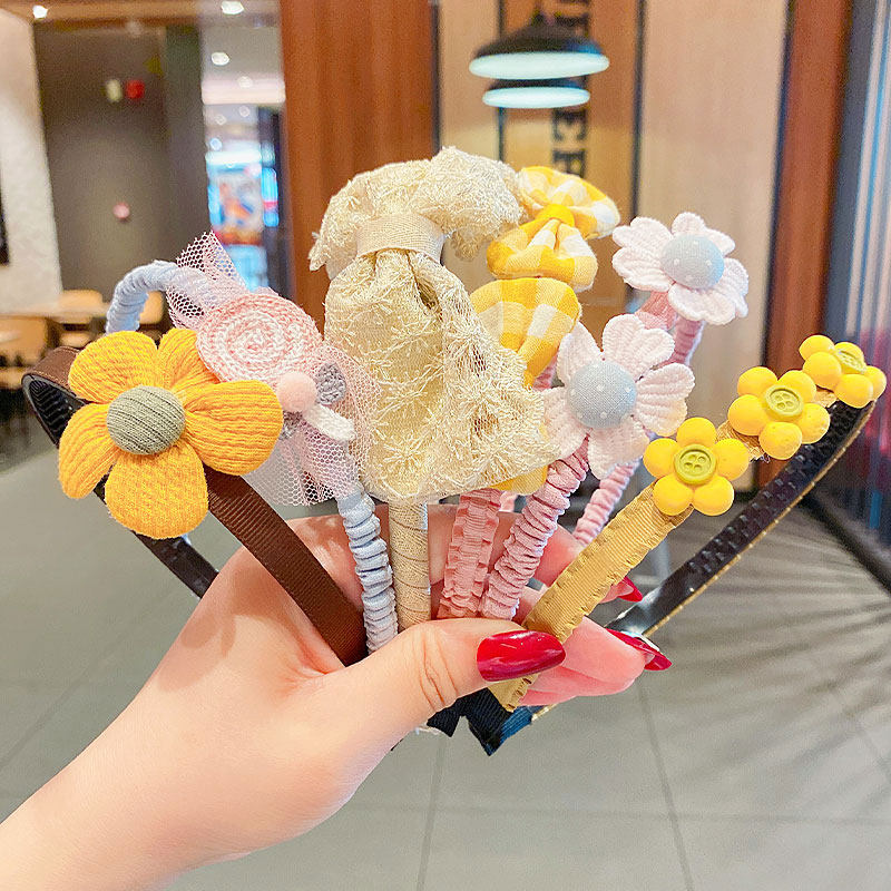 Children's cloth hoop headdress girl's net hoop hair hair for Korean girl without hurt anti-slip teeth hair