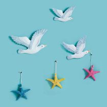 Mediterranean decoration wall three-dimensional stickers creative living room background wall animal pendant Blue Seagull wall decoration