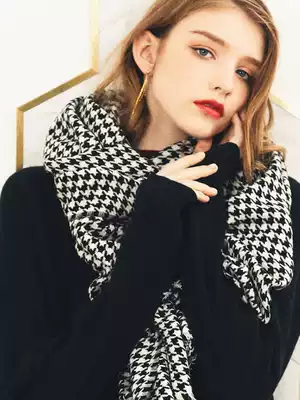 AI Australian merino wool scarf light luxury women winter this year's hot classic thousand bird grid Noble shawl