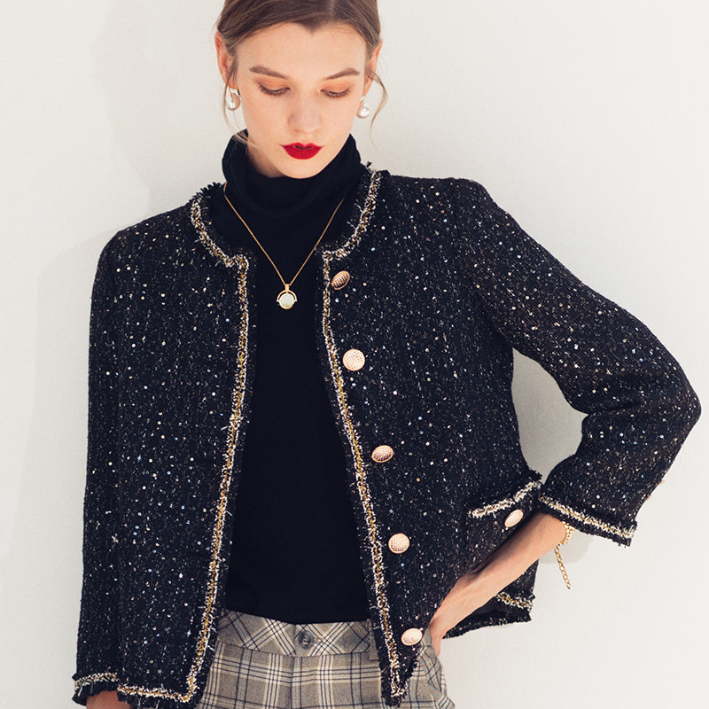 AI Light Extravagant F Style Classic Coat Early Spring Inglén Coarse Flowers to be a slim name Yuanyuan Short-style blouses woman-Taobao