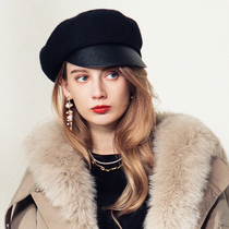 AI 2021 fashion Week light luxury Australian wool army hat Beret cap Autumn and winter wild wool hat