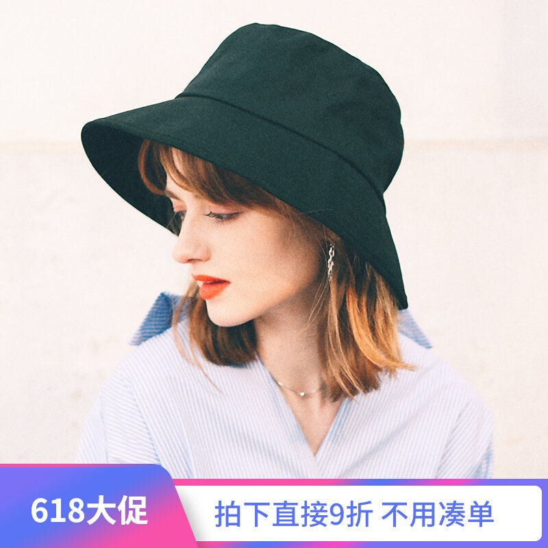 AIu Japanese cotton and hemp fisherman hat Japanese spring and summer small face bucket hat sun hat sun hat female sunshade