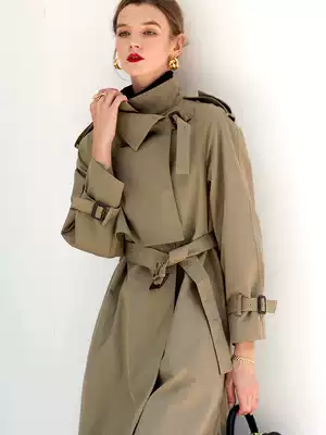 AI English coat 2021 early autumn high fixed light luxury trench coat war robe poison home waist thin female Main Avenue coat