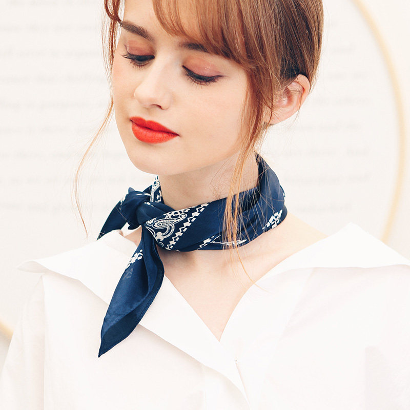 AI Choker small silk scarf female summer flower thin Korean scarf European and American Street shooting wild small square scarf