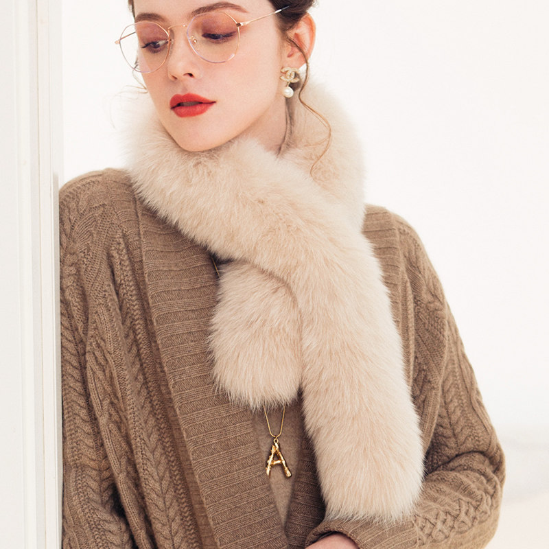 AI luxury real fox fur scarf fur collar scarf full plush skin-friendly zero touch real fur, grass and fur