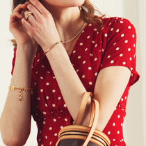 AI pointed goods French vintage tea break skirt high waist floral dress waist thin 2021 womens summer long dress