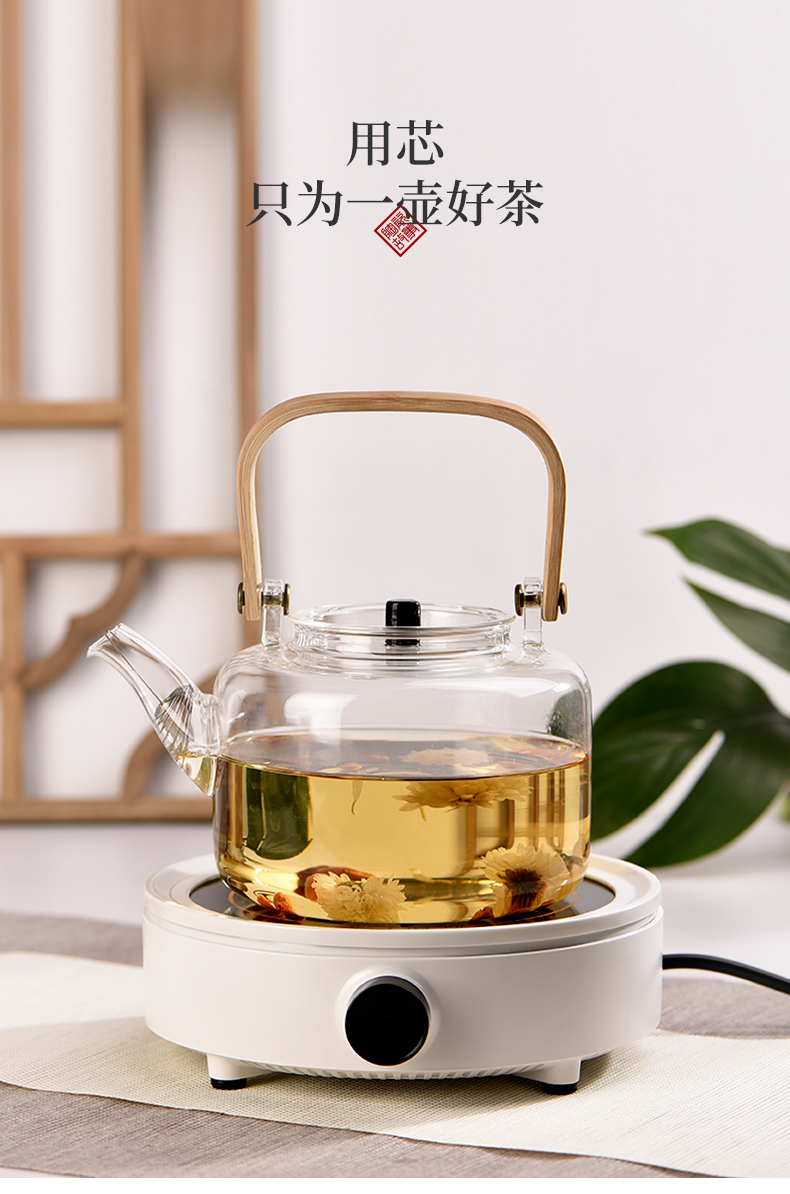 Electric TaoLu boiled tea, steaming pot set with thick glass high - temperature kettle girder pot of kung fu tea tea stove