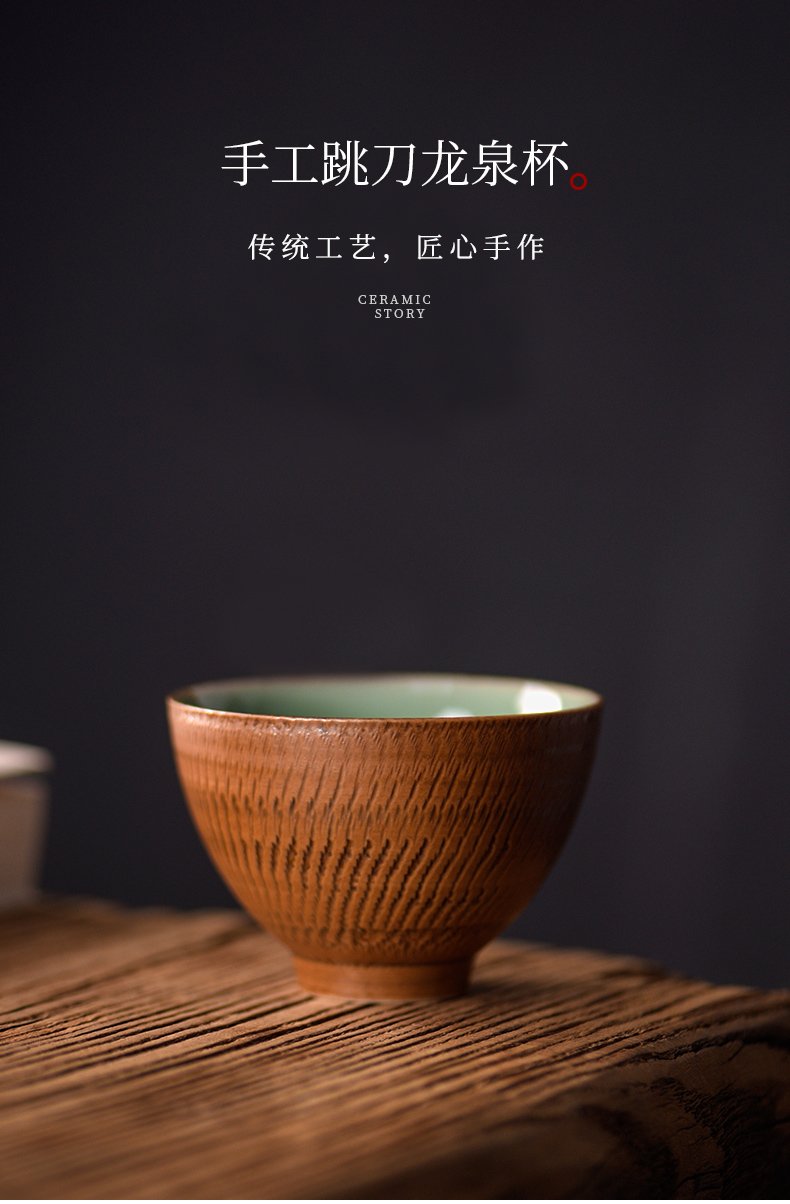 Ceramic story master cup single CPU yaoan - hand jump cut sample tea cup to collect gifts kung fu small tea cups