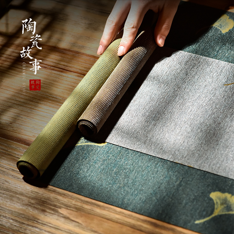 The Story of pottery and porcelain tea table cloth new Chinese style light waterproof high - end key-2 luxury small tea table cloth zen Japanese tea tray mat flag