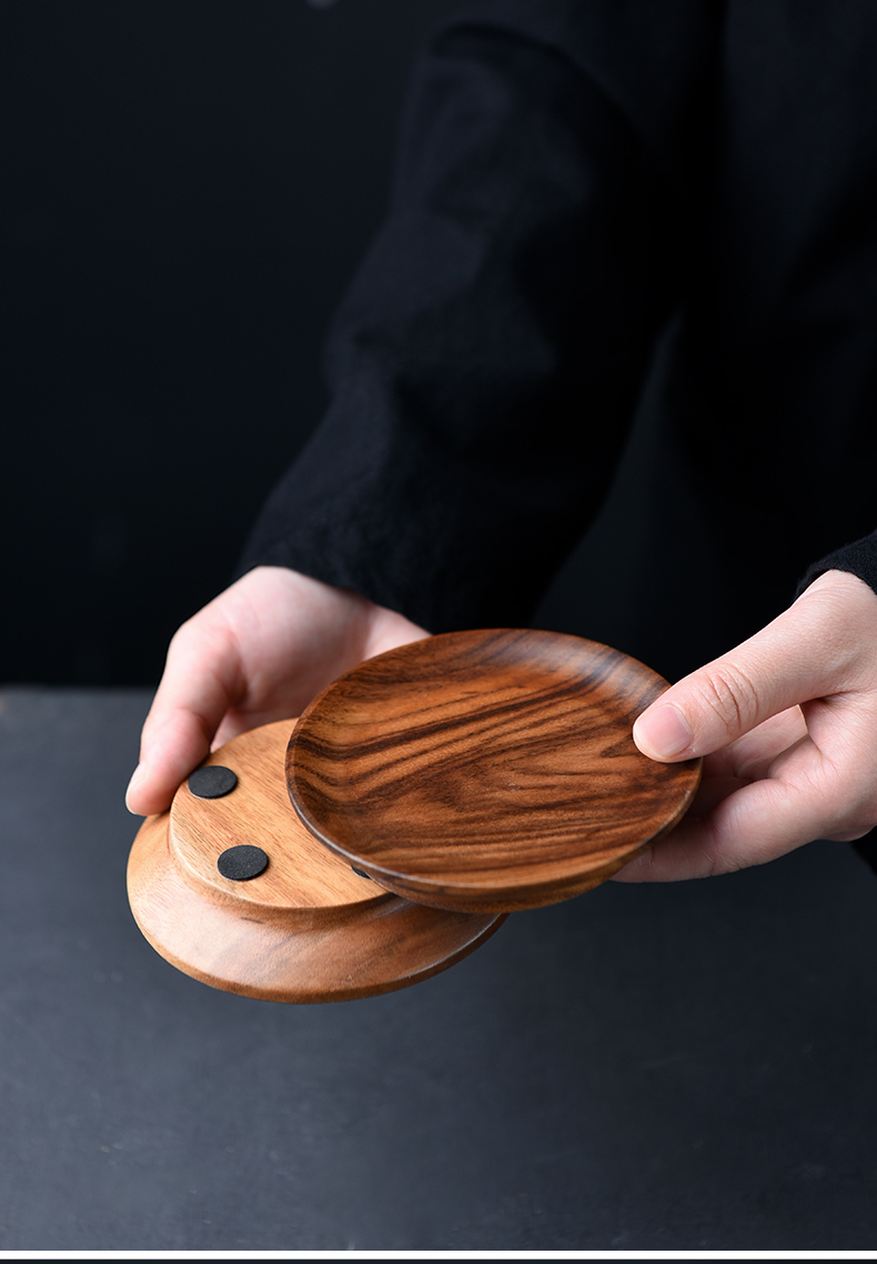 Ceramic story real wood coasters pot pad manual cup insulation pad tea utensils kung fu tea accessories