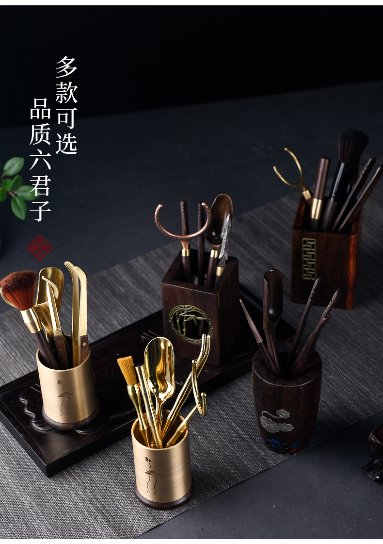 Ceramic story six gentleman 's suit kung fu tea tea set with parts of 6 gentleman ChaGa knife spoon tea tool