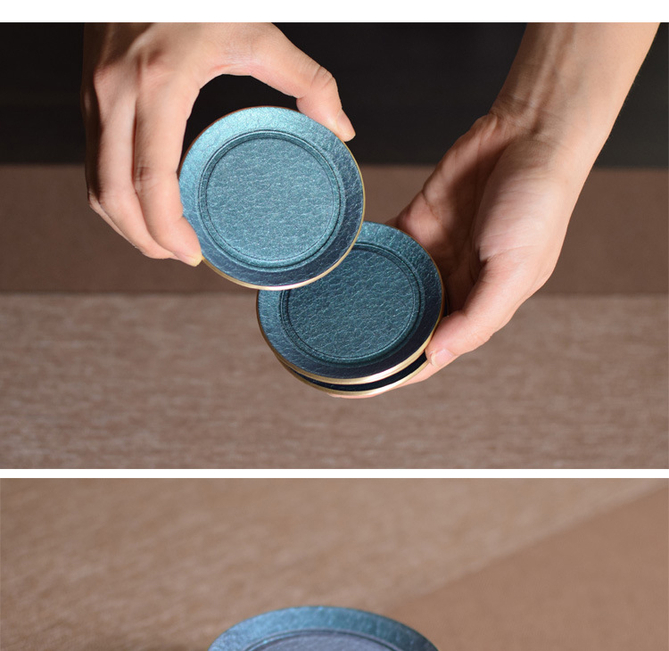 Brass color cup pad insulation pad saucer ceramic story Japanese creative kung fu tea accessories with zero