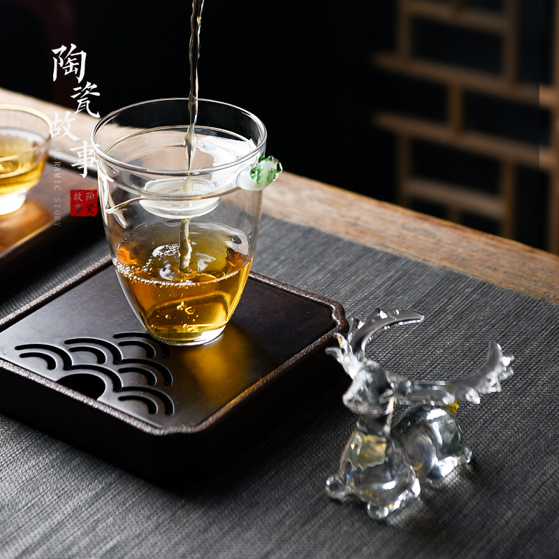 Ceramic slip through creative story glass tea mercifully tea filter an artifact household water separation kung fu tea set accessories