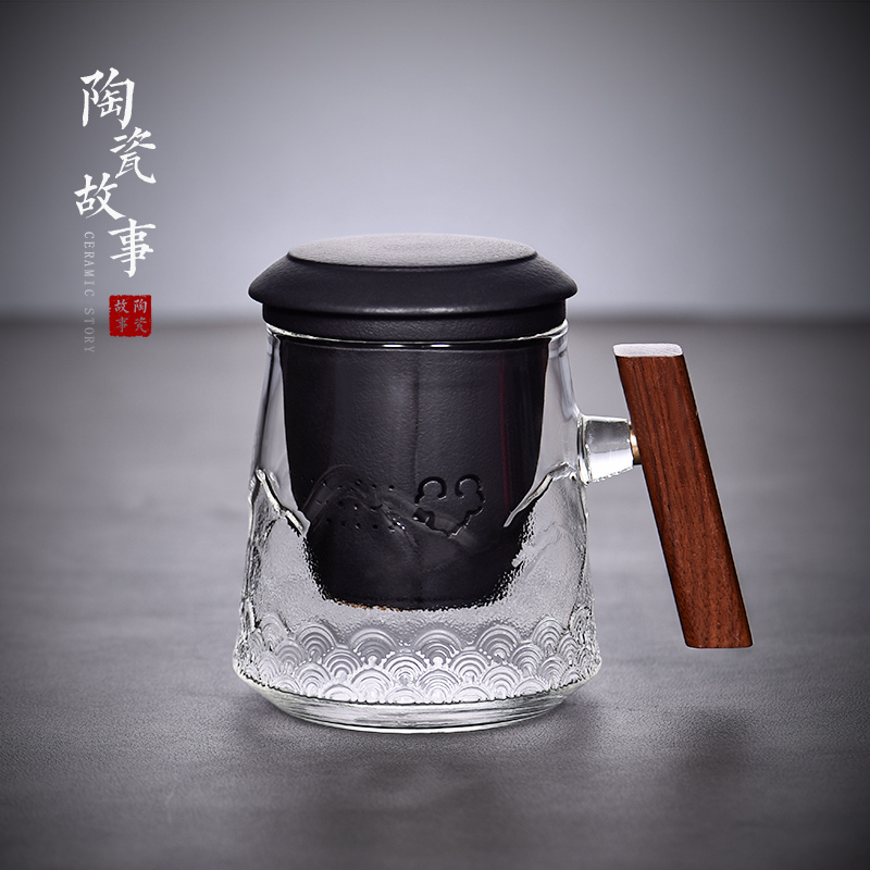 Ceramic separation story glass tea cups water cup men 's filter dedicated high - grade office tea cup