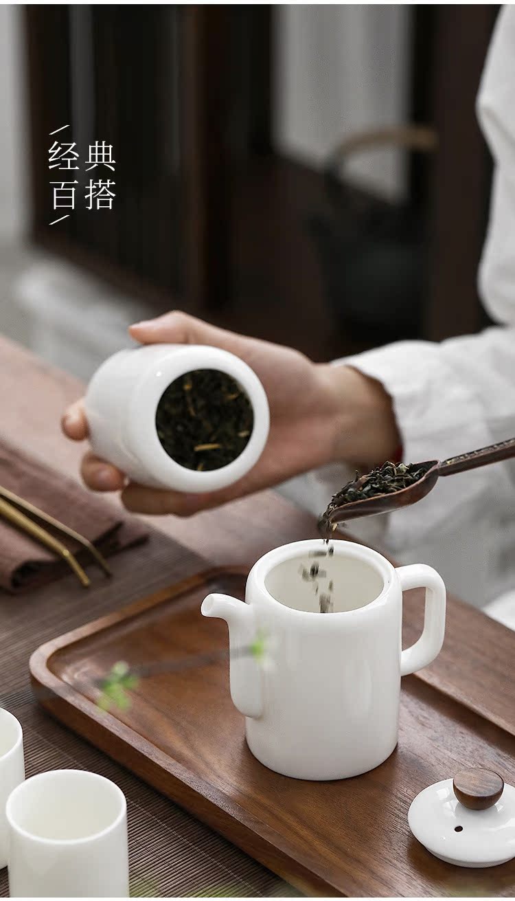 White porcelain ceramic story suet jade suit household gift teapot teacup of a complete set of kung fu tea set gift boxes