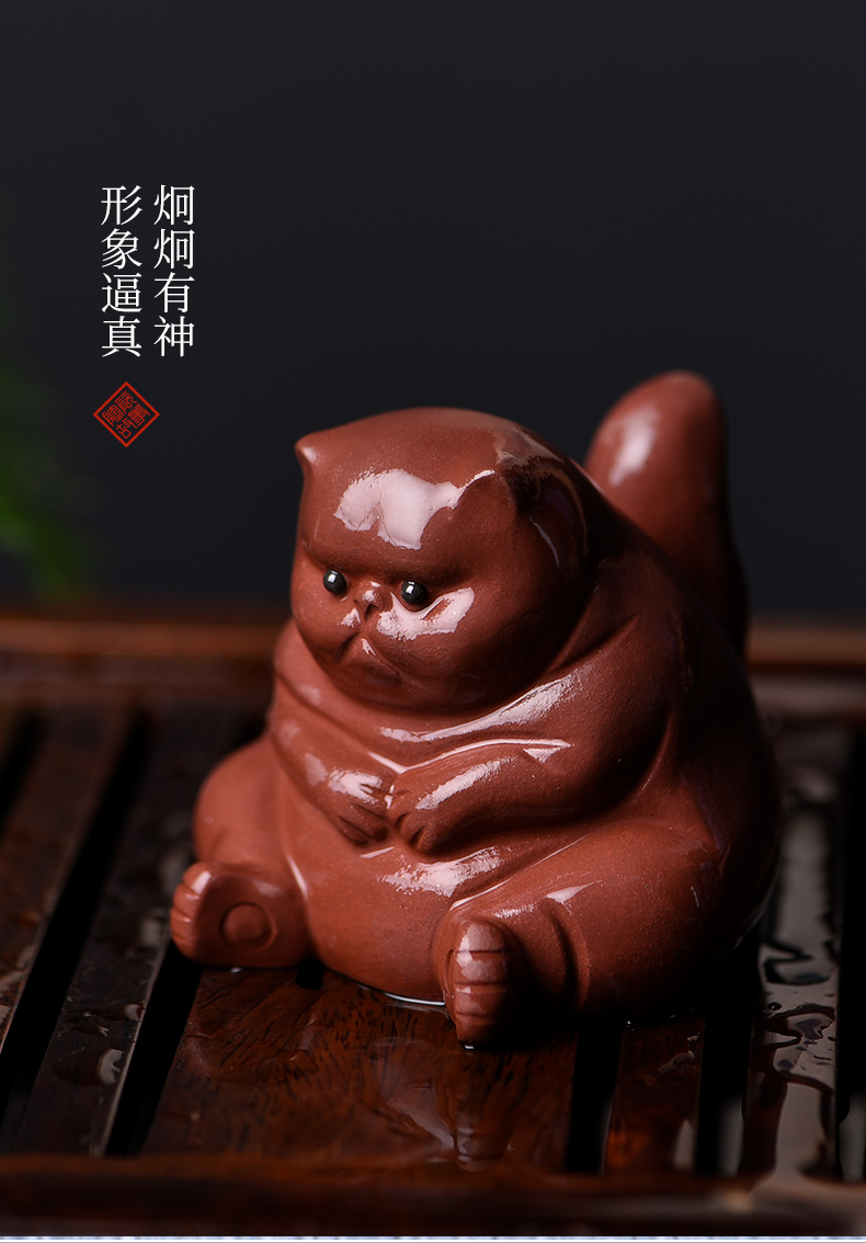 Ceramic story of pet cat violet arenaceous tea to keep fine tea tea tea table furnishing articles zen kung fu tea accessories