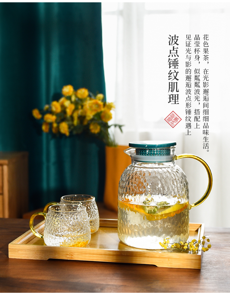 Ceramic story cold bottle home refractory glass kettle juice cool water bottle glass suits for large capacity