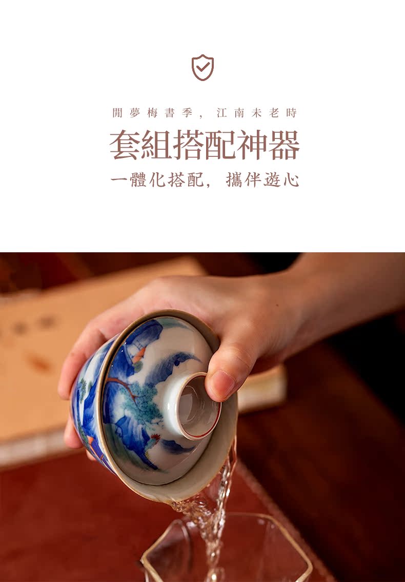 High - end checking hand - made ceramic story town tureen three tureen single jingdezhen pure hand - made tureen