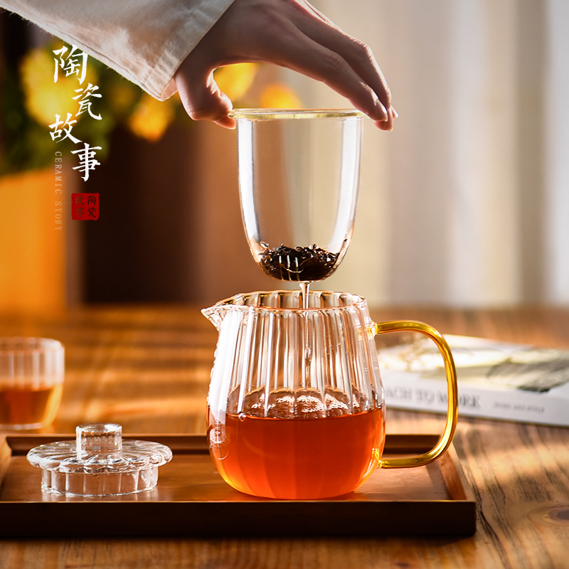 Ceramic teapot story glass tea set single pot of high temperature resistant filter cups kung fu suit household flower pot