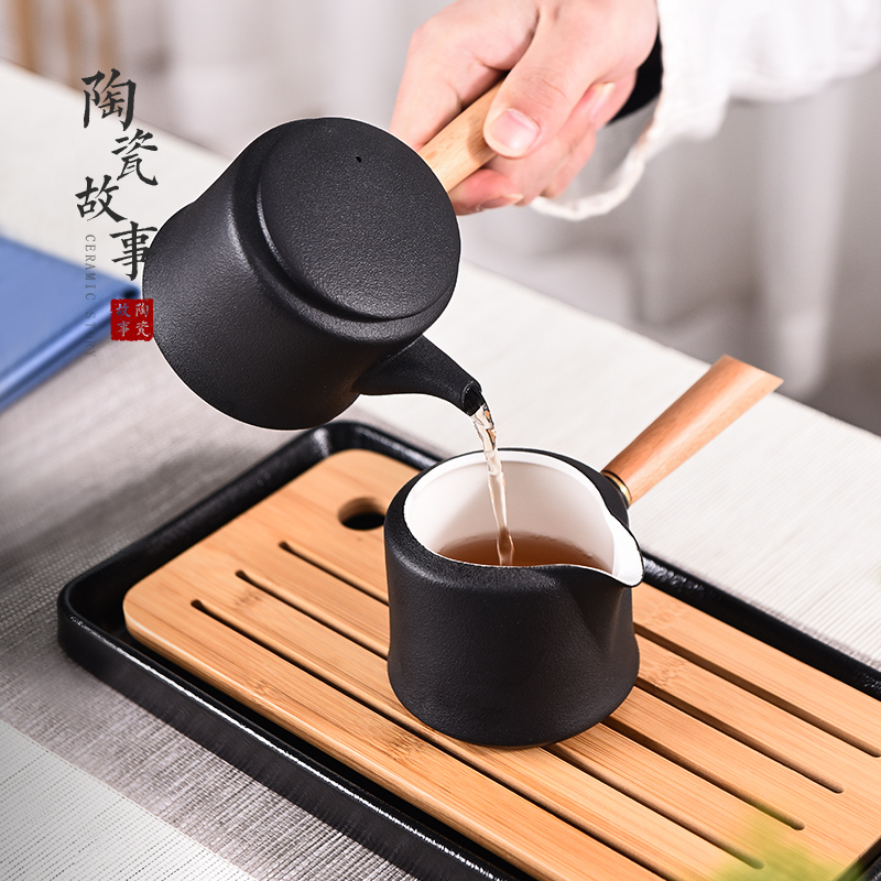 Story of kung fu tea set suit small household set of tea cups ceramic teapot Japanese visitor high - grade office