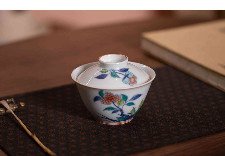 High - end checking hand - made ceramic story town tureen three tureen single bucket color taihu flowers tureen