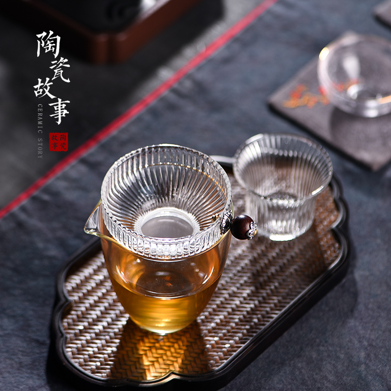 The Filter creative Japanese vertical stripes story glass) exchanger with the ceramics high temperature resistant) gauze tea accessories