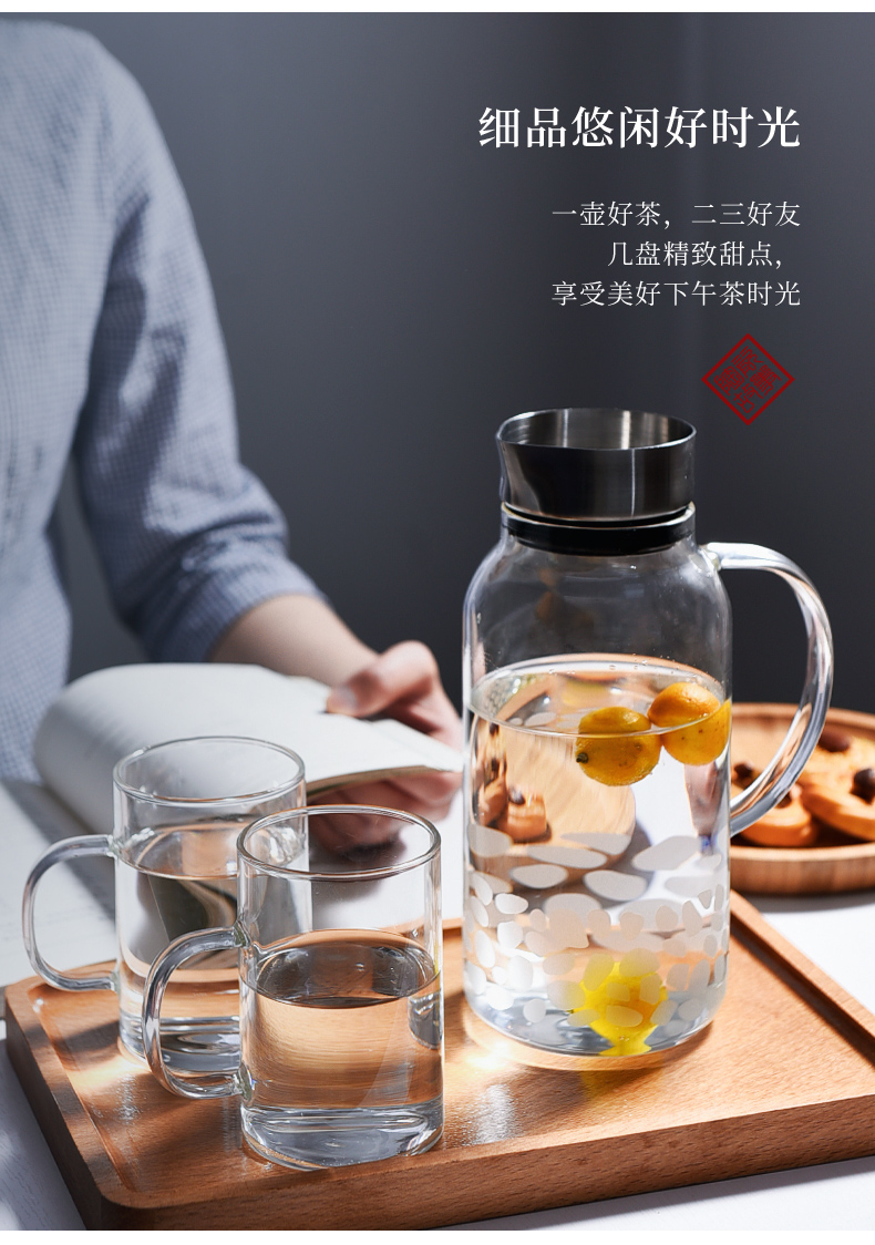 Cold water bottle glass ceramic story high temperature resistant household cool bottle Nordic creative Cold boiled water kettle cup suit