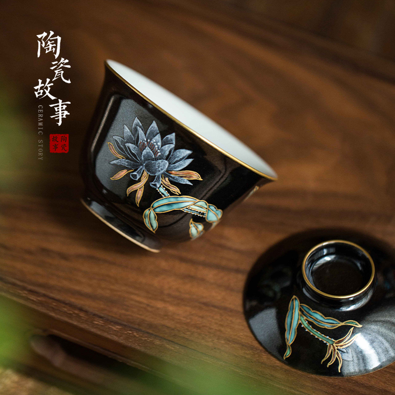 High - end checking hand - made ceramic story town tureen three tureen single jingdezhen pure hand - made tureen