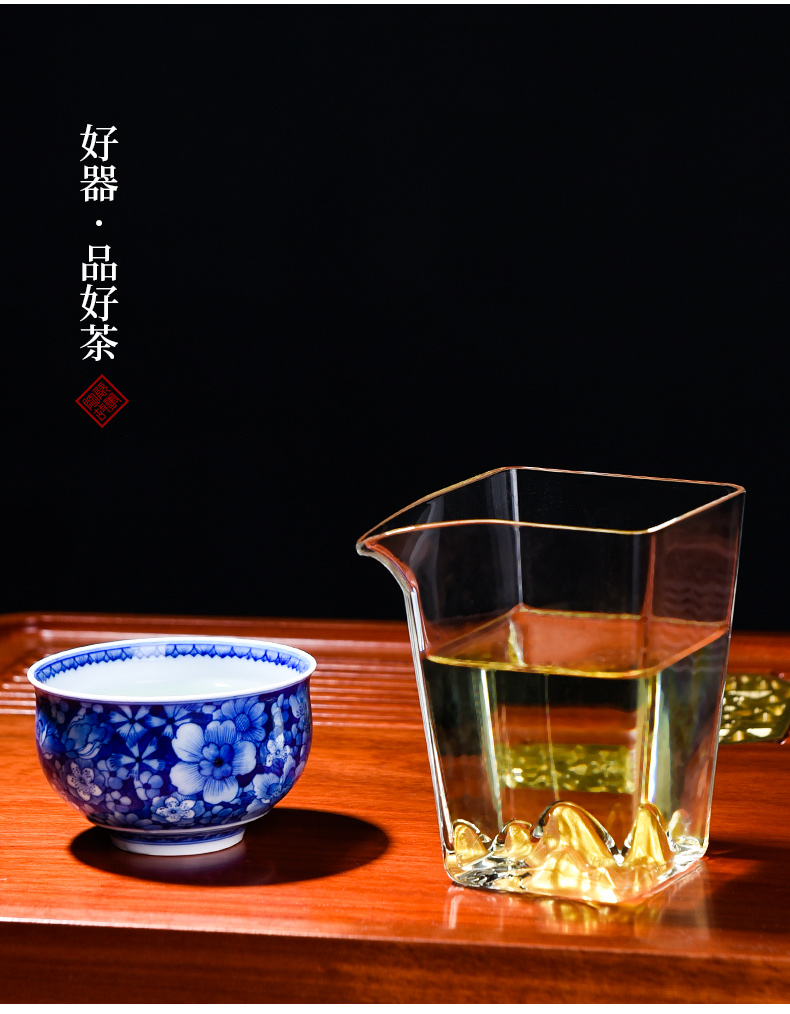 Ceramic fair story hills and green tea cup of heat - resistant glass filter points of high - grade tea sea kung fu tea accessories