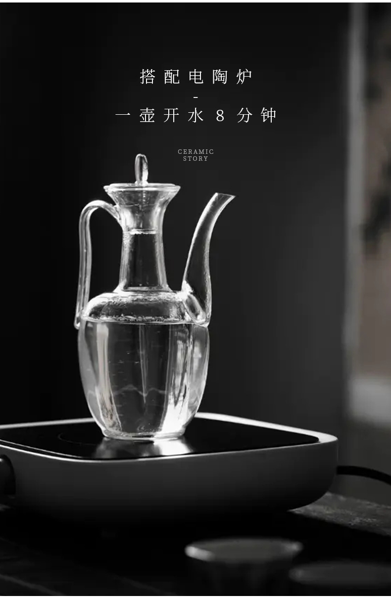 The Story of pottery and porcelain imitation song dynasty style typeface ewer pure manual with thick transparent glass tea set high temperature burn blisters teapot small single pot