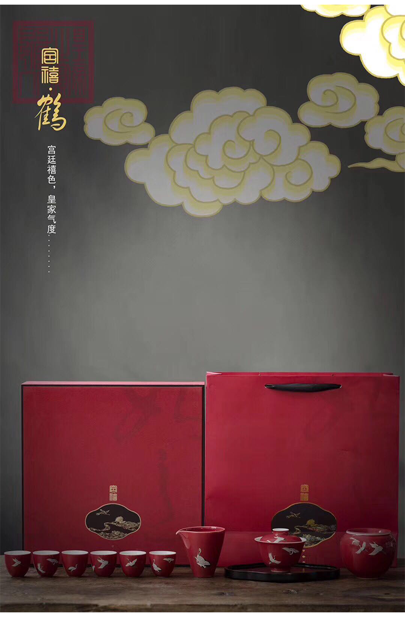 Story of kung fu tea set suit high - end gift box gift jingdezhen ceramic hand - made tureen cups sample tea cup