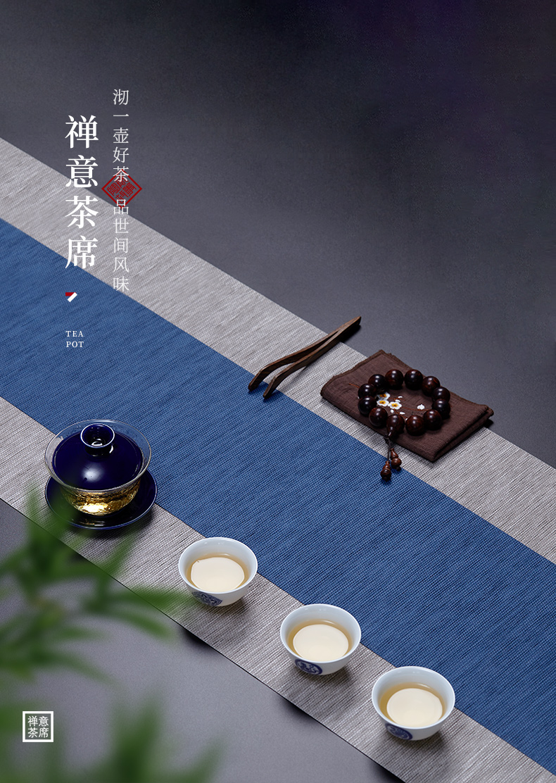 Ceramic story cloth art waterproof dry tea zen tea bamboo mat cotton and linen cloth table flag Chinese tea table cloth pad
