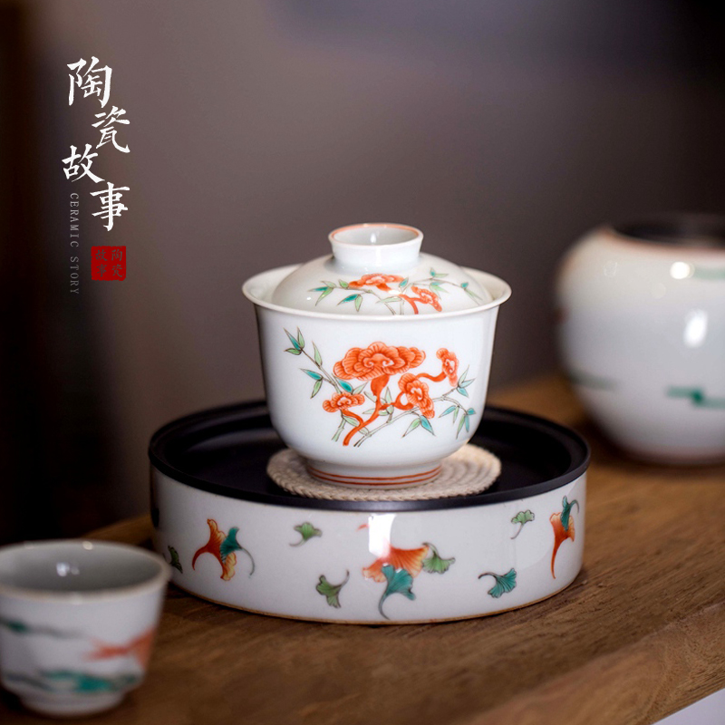High - end checking hand - made ceramic story town tureen three tureen only a single bamboo tureen