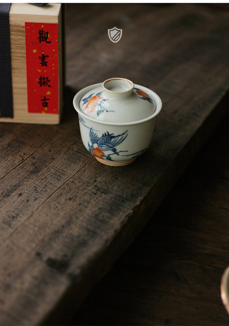 High - end checking hand - made ceramic story town tureen three blue and white color bucket crane tureen only single life of tureen