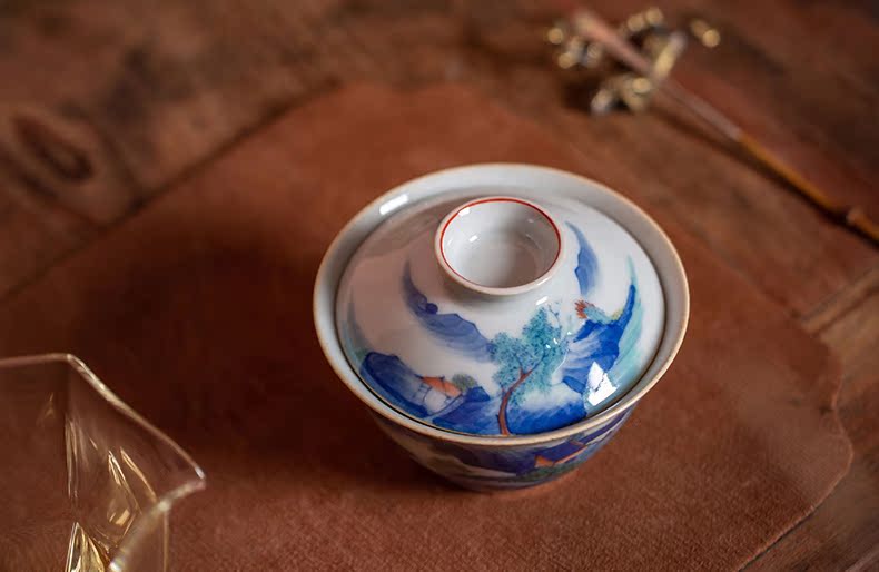 High - end checking hand - made ceramic story town tureen three tureen single jingdezhen pure hand - made tureen