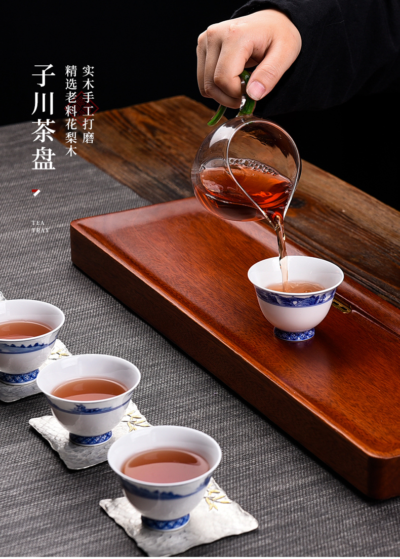 Ceramic story real wood dry Taiwan tea tray was water drainage saucer household contracted tea sea small kung fu tea set