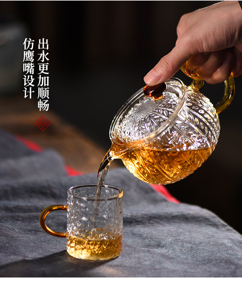 Ceramic teapot story little teapot tea separation, high temperature resistant glass hammer floret teapot tea set