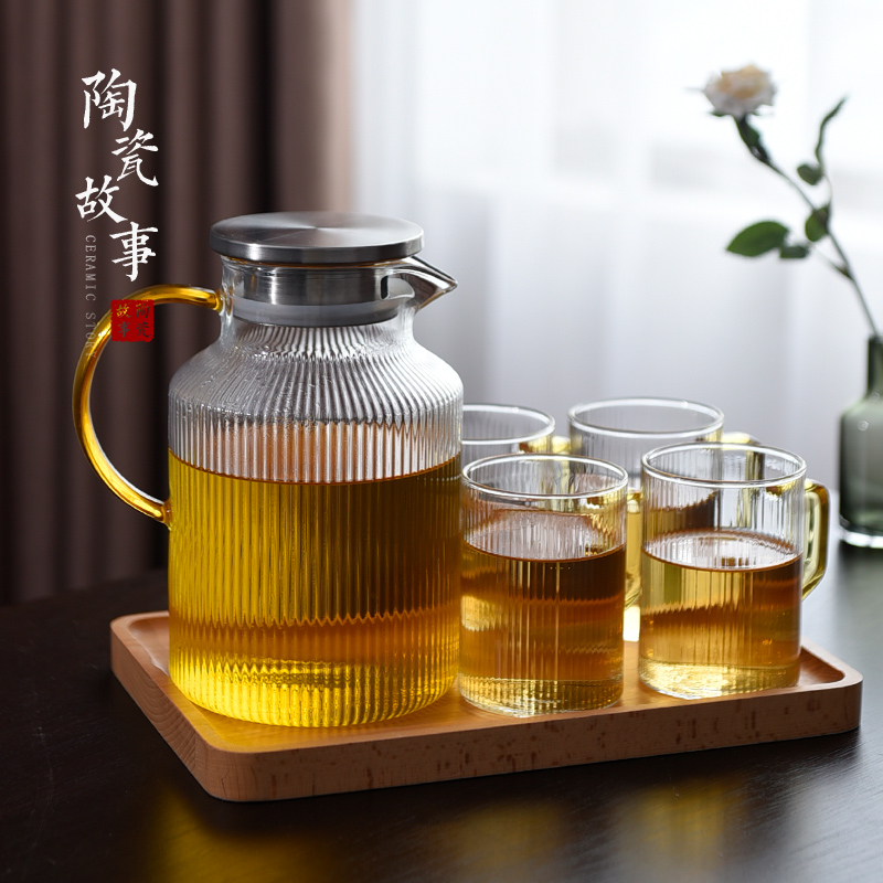 High temperature resistant glass ceramic story large - capacity cold northern cold water kettle cup household pot of suit