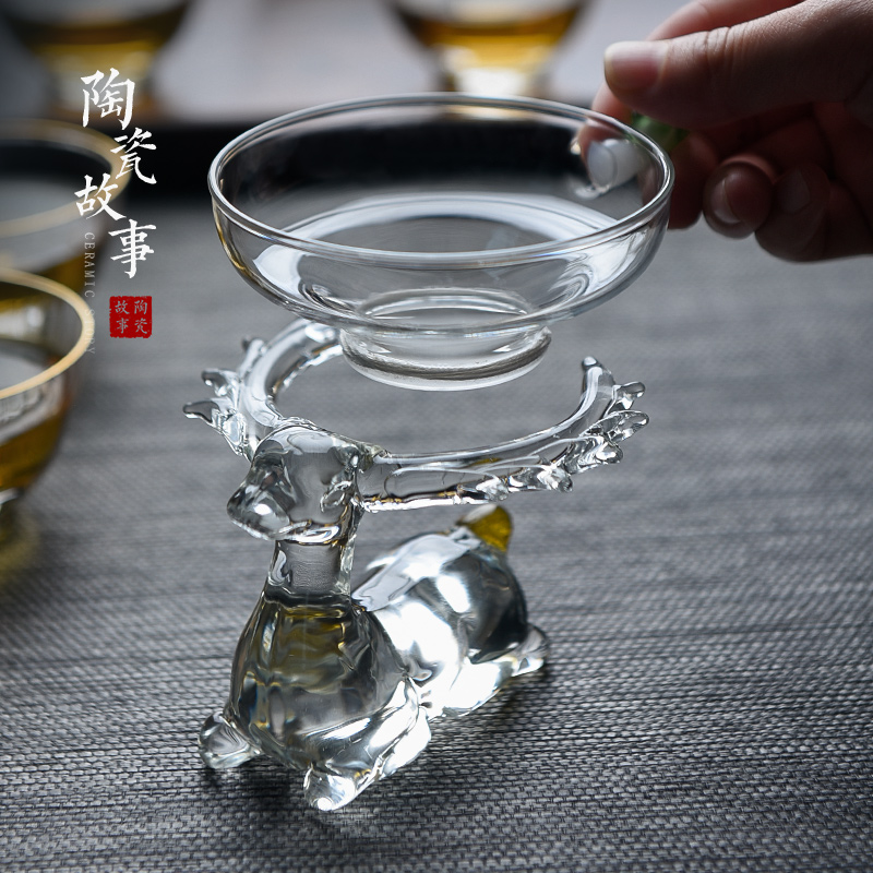 Ceramic slip through creative story glass tea mercifully tea filter an artifact household water separation kung fu tea set accessories