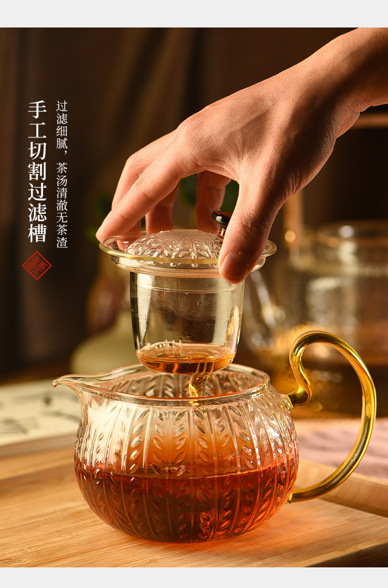 Ceramic glass teapot story high temperature resistant filter flower pot teapot household hammer little teapot tea set