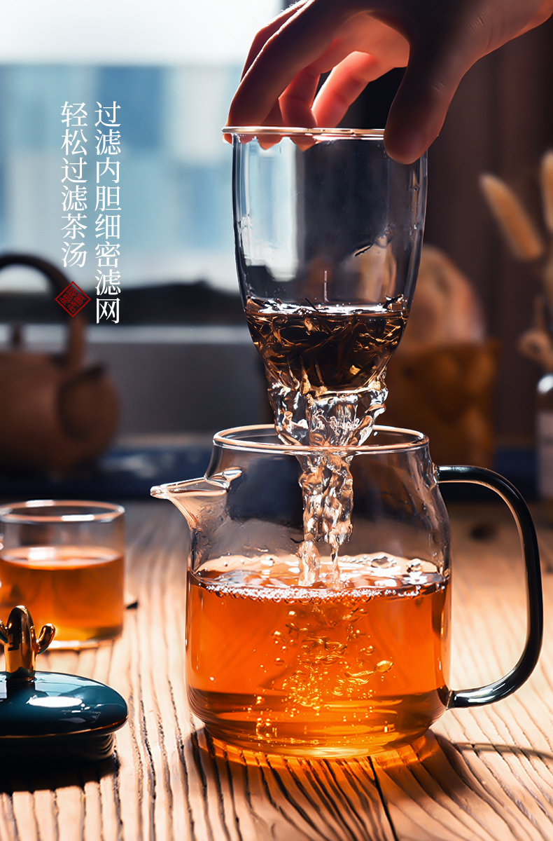 Ceramic story glass teapot high - temperature thickening household filter teapot Ceramic flower pot set