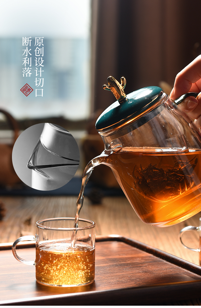 Ceramic story glass teapot high - temperature thickening household filter teapot Ceramic flower pot set