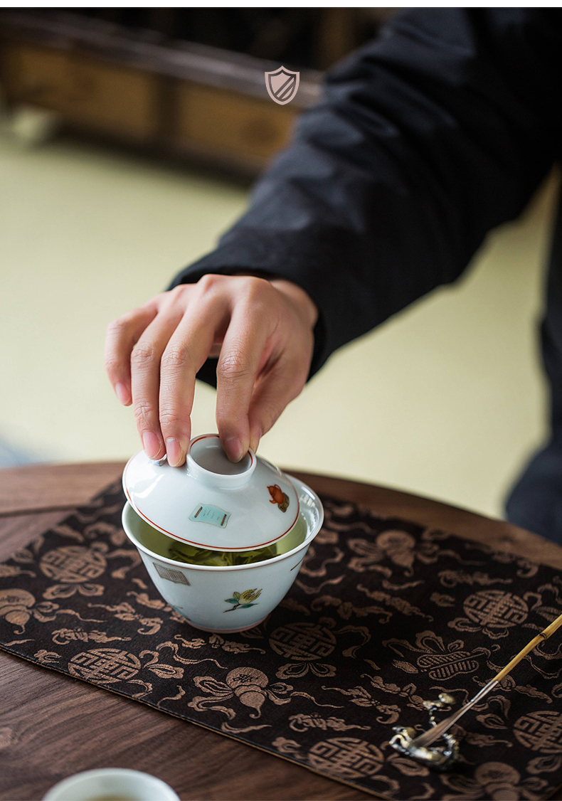 High - end checking hand - made ceramic story town tureen three tureen only a single green color four red hat to tureen